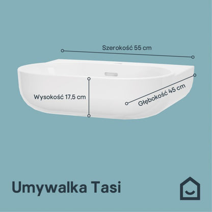 Væghængt Håndvask 55 x 45 cm Hvid Oval Keramik