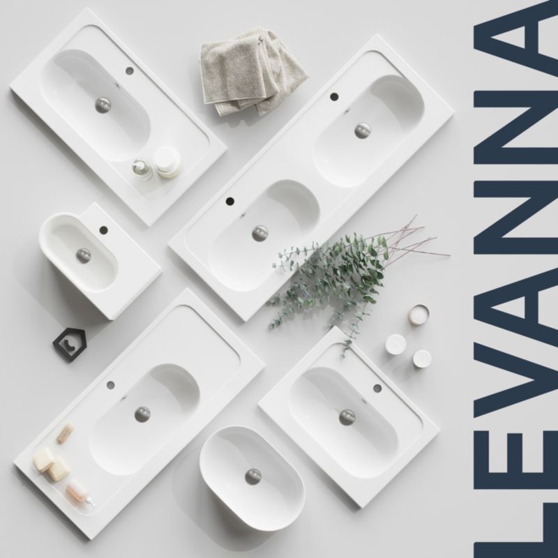 GoodHome Levanna væghængt håndvask 47 x 29,5 cm hvid