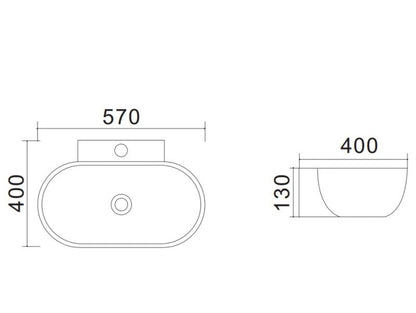 Keramisk Håndvask Amigo 57x40 cm Hvid Højglans
