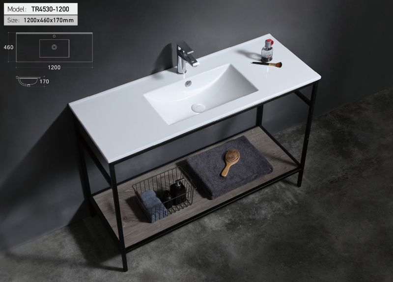 Rektangulær Vask Neva 120x46 cm Hvid Højglans med Armaturhul