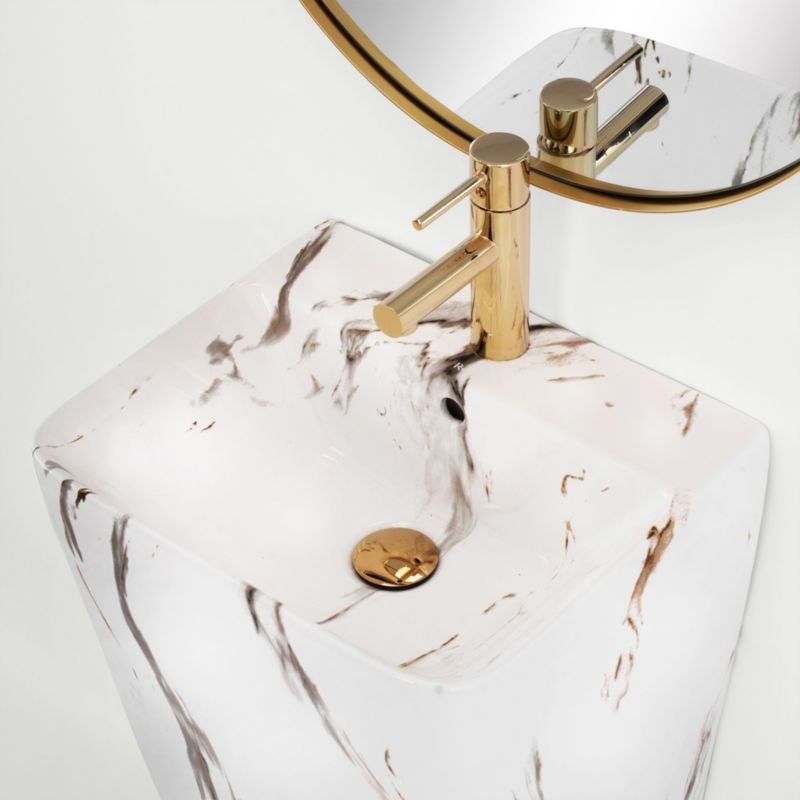 Fritstående vask Rea Aris Marble rund hvid 44 x 37,5 x 83 cm 1 stk