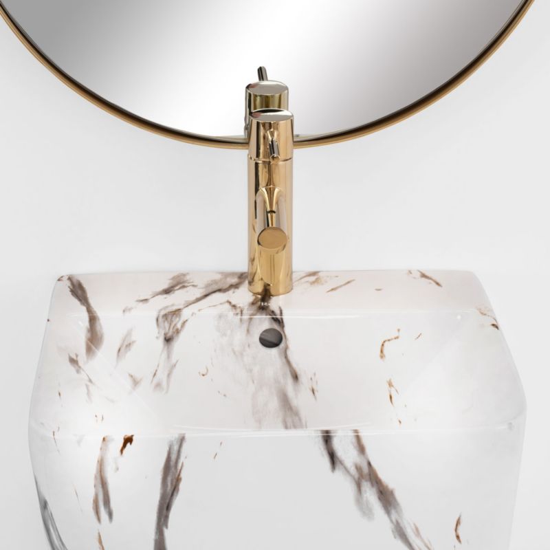 Fritstående vask Rea Aris Marble rund hvid 44 x 37,5 x 83 cm 1 stk