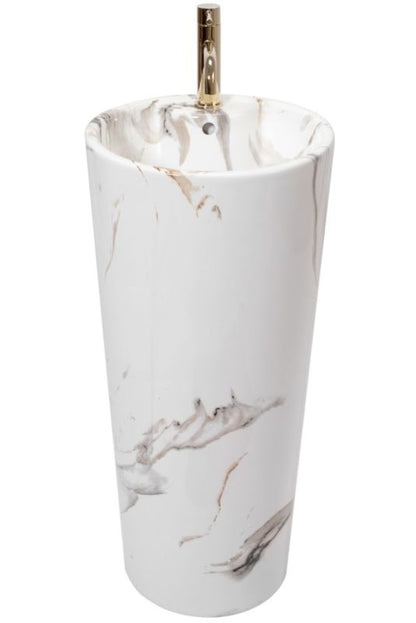 Fritstående vask Rea Blanka Marble rund hvid 40 x 40 x 85 cm 1 stk