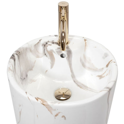 Fritstående vask Rea Blanka Marble rund hvid 40 x 40 x 85 cm 1 stk