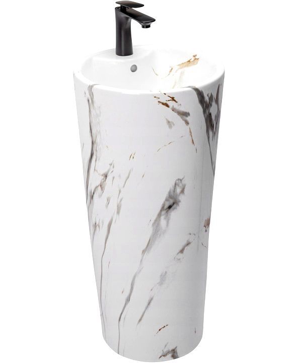 Fritstående vask Rea Blanka Marble rund hvid 40 x 40 x 85 cm 1 stk