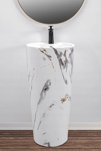 Fritstående vask Rea Blanka Marble rund hvid 40 x 40 x 85 cm 1 stk