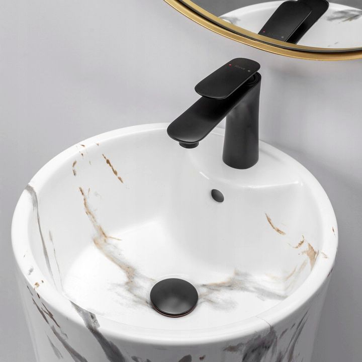Fritstående vask Rea Blanka Marble rund hvid 40 x 40 x 85 cm 1 stk