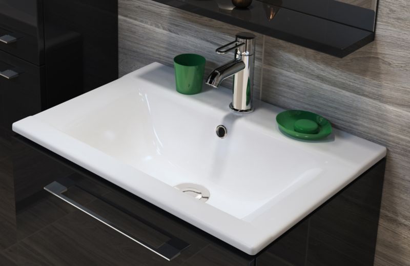 Keramisk Nedfældningsvask Rektangulær 60 x 45 cm Hvid