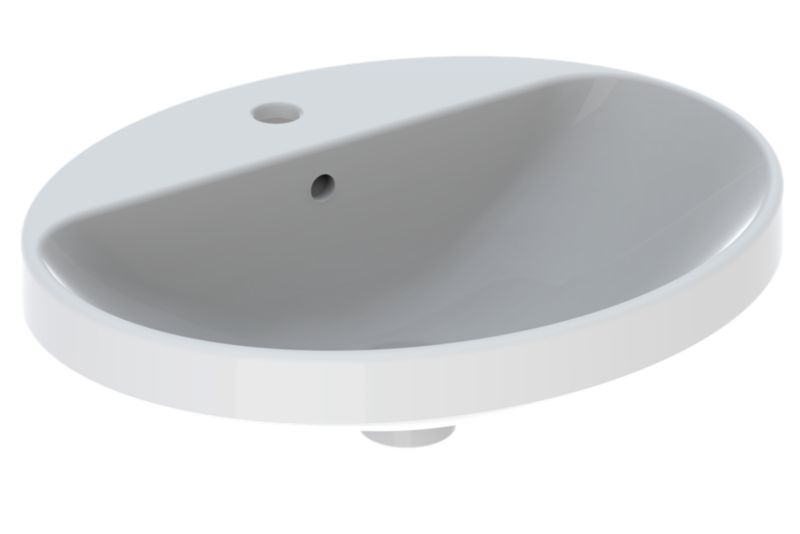 Keramisk Nedfældningsvask Oval 55 cm Hvid