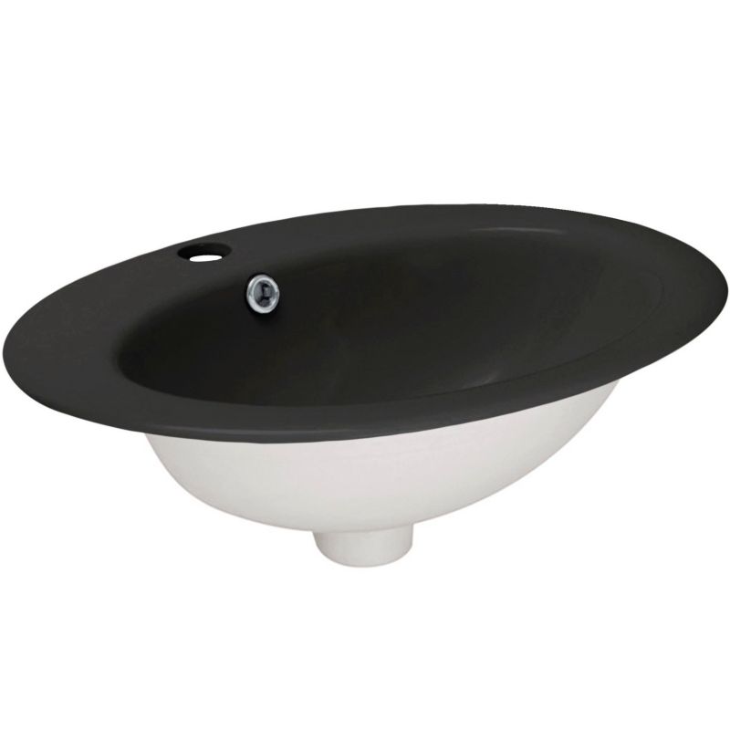 Indbygget oval vask Kerra KR-132 i sort med hul til armatur, 1 stk.