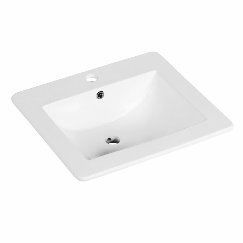 Indbygget vask Kerra KR-530 rektangulær hvid med hul til armatur, 1 stk.