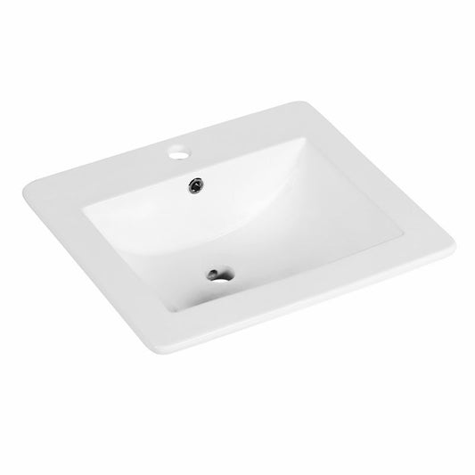 Indbygget vask Kerra KR-530 rektangulær hvid med hul til armatur, 1 stk.