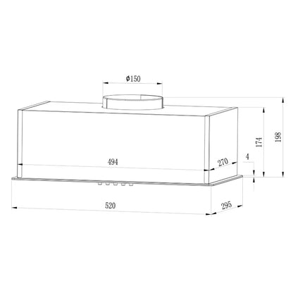 Underbygningsemhætte 52 cm Sort Glas BT-236