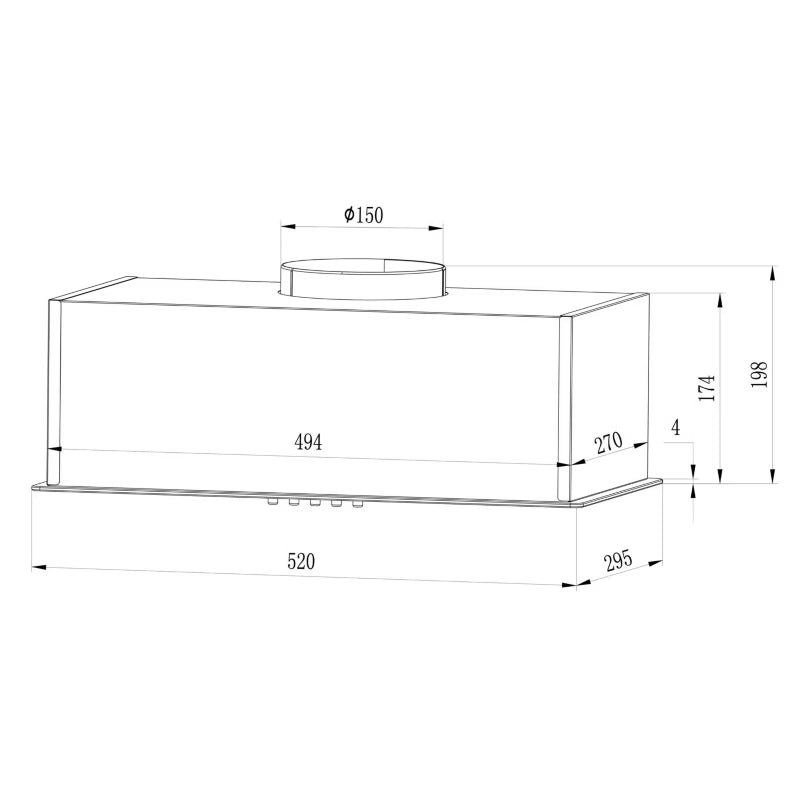 Underbygningsemhætte 52 cm Sort Glas BT-236