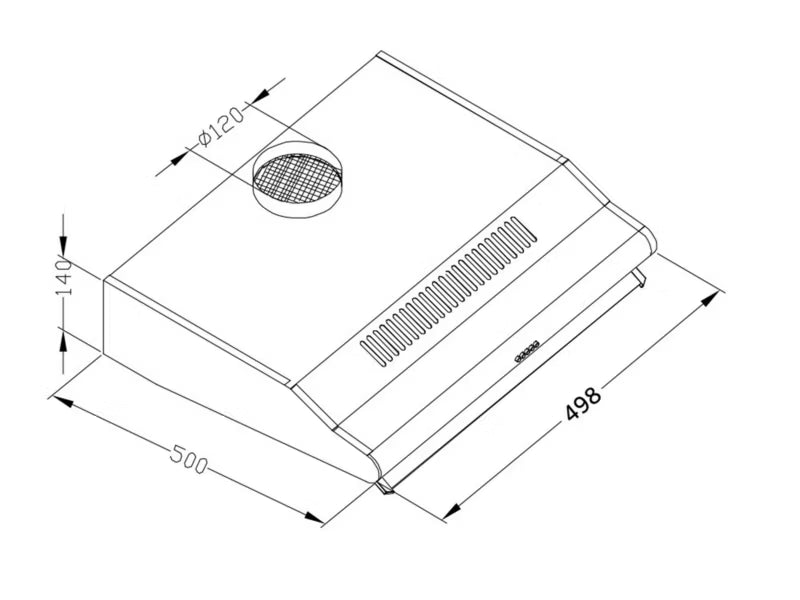 Underbygningsemhætte BE-10A 50 cm Sort