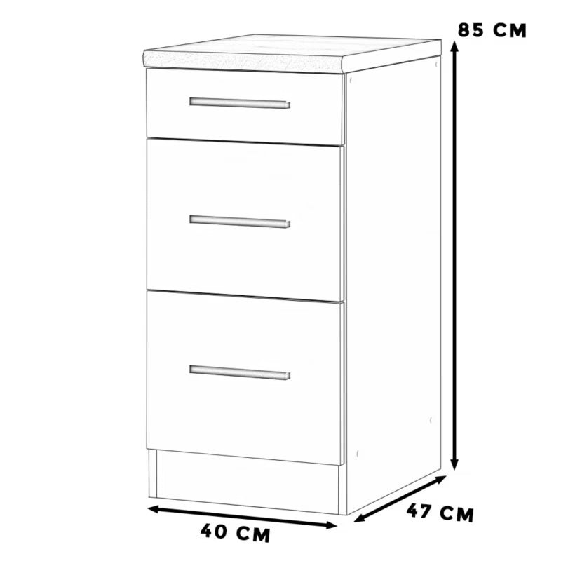 Underskab Blanka 3 Skuffer D40-3SZ 40 cm