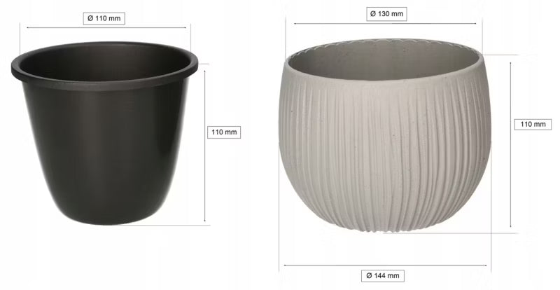 Urtepotteskjuler 14,5x11 cm Betonlook Sort