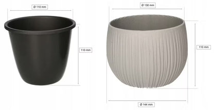 Urtepotteskjuler 14,5x11 cm Betonlook Sort
