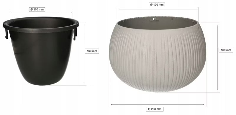Urtepotteskjuler 24x16 cm Betonlook Sort