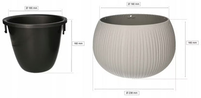 Urtepotteskjuler 24x16 cm Betonlook Sort