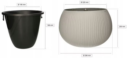 Urtepotteskjuler Betonlook 29x20 cm Sort med Indsats