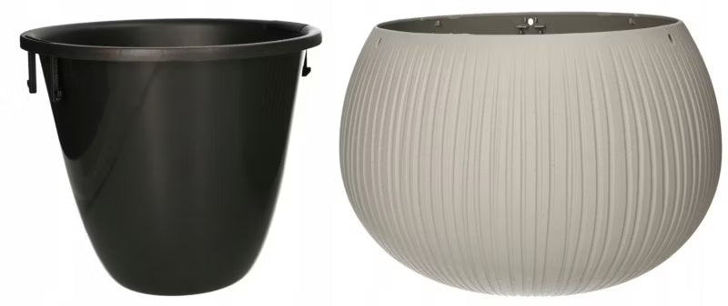 Urtepotteskjuler Betonlook 29x20 cm Sort med Indsats