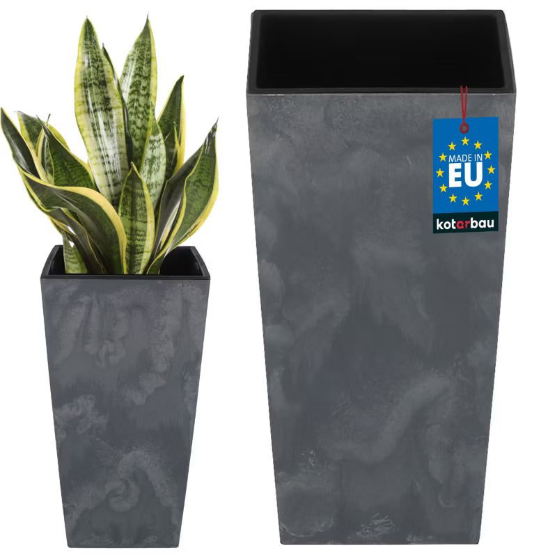 Urtepotteskjuler med Indsats 14x14x26,7 cm Betonstruktur Marengo