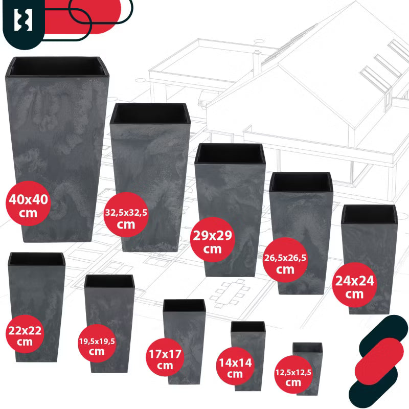 Urtepotteskjuler med Indsats 14x14x26,7 cm Betonstruktur Marengo
