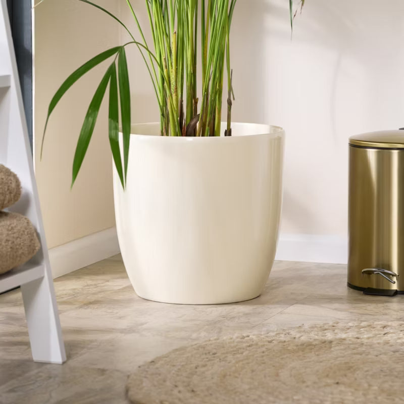 Urtepotteskjuler Keramik 26 cm Creme Rund