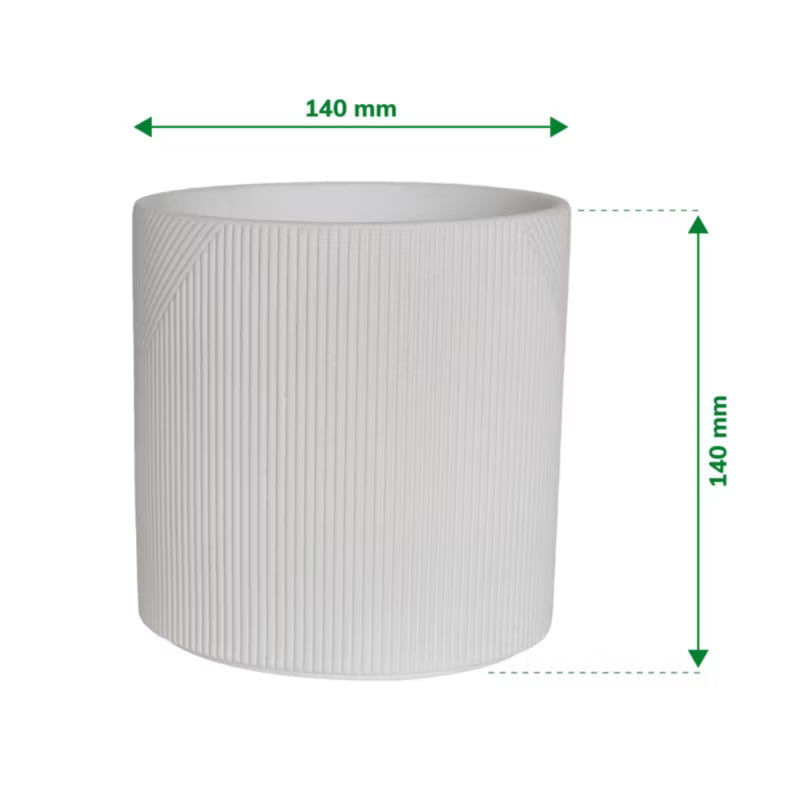Urtepotteskjuler Lodrette Striber 14 cm Hvid