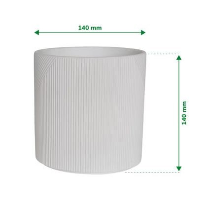 Urtepotteskjuler Lodrette Striber 14 cm Hvid