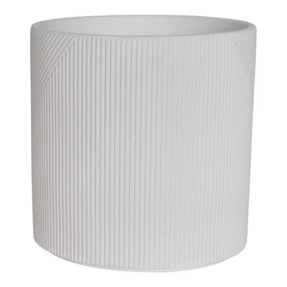Urtepotteskjuler Lodrette Striber 14 cm Hvid