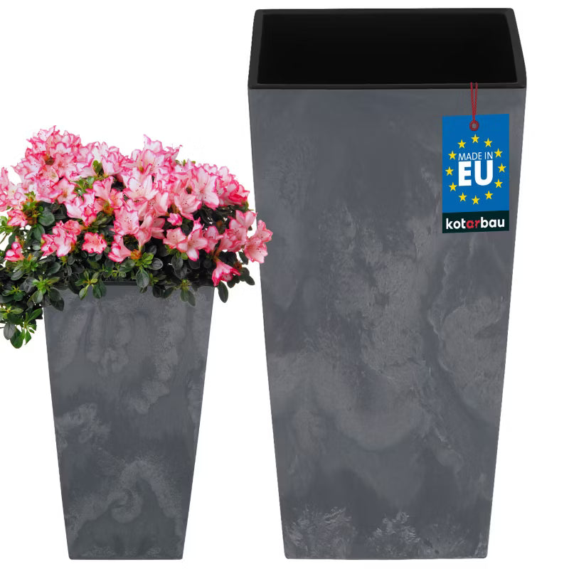 Urtepotteskjuler med Indsats 17x17x32,5 cm Betonstruktur Marengo
