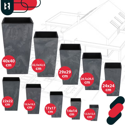 Urtepotteskjuler med Indsats 17x17x32,5 cm Betonstruktur Marengo