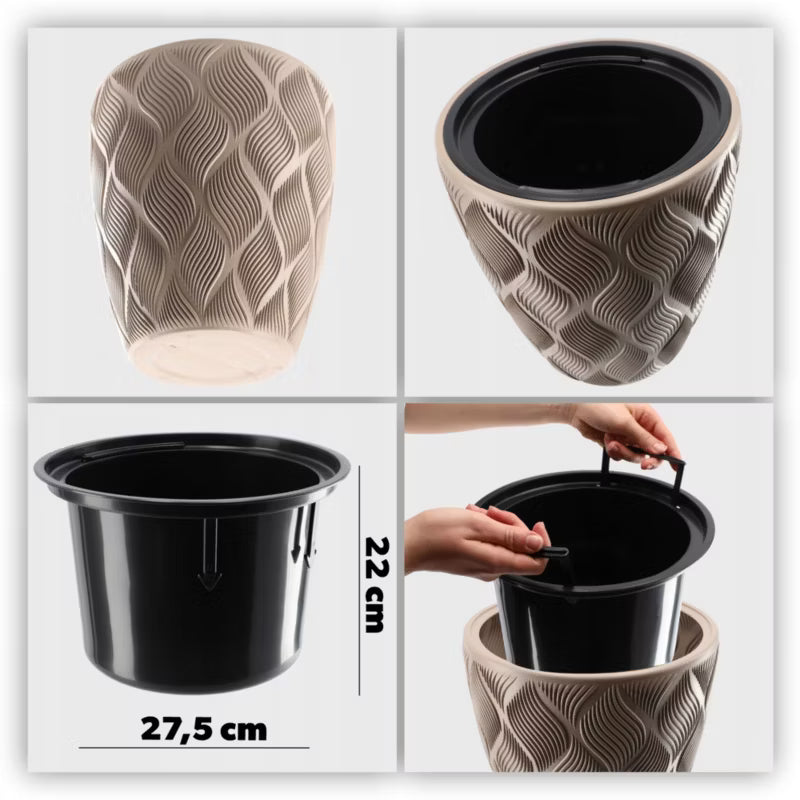 Urtepotteskjuler med Indsats 42 cm Beige