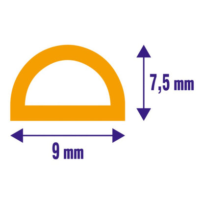 Tætningsliste D-Profil 9 mm x 12 m Hvid
