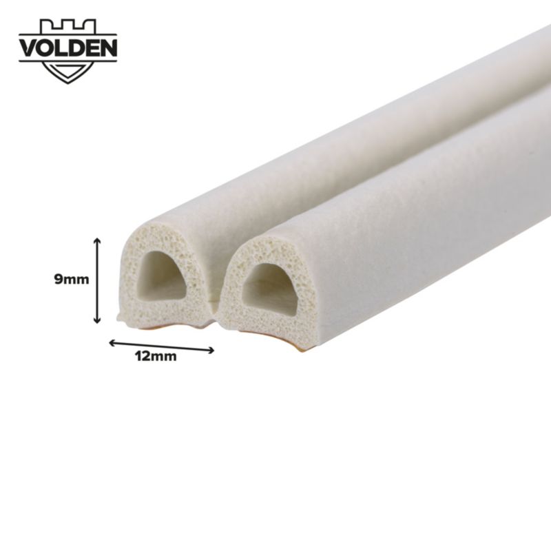 Tætningsliste D-Profil 9 mm x 12 m Hvid