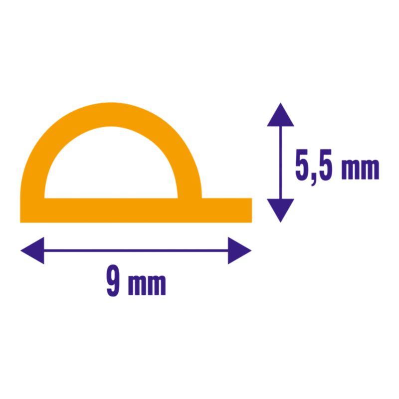 Tætningsliste P-Profil 9 mm x 12 m Brun