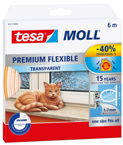Silikontætningsliste 6 m x 9 mm Transparent | 4042448920959