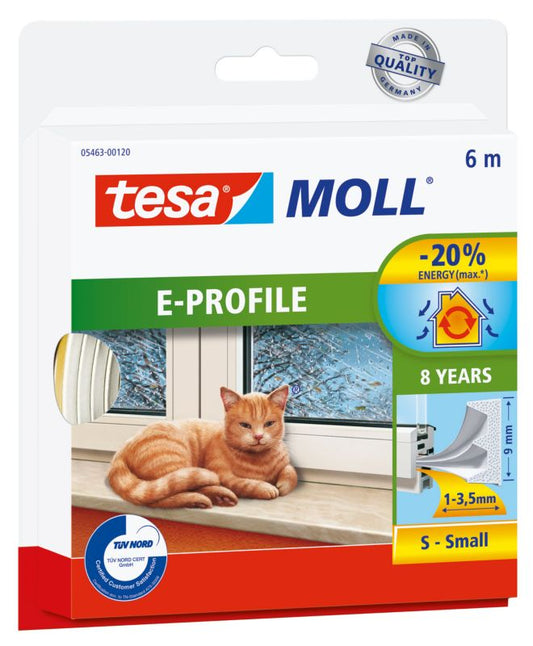 Tesa pakning profil E 6 m hvid