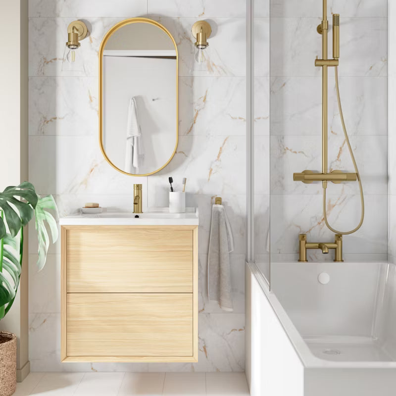 Vægflise Elegance 30x60 cm Hvid Guld Marmorlook 1,08 m²