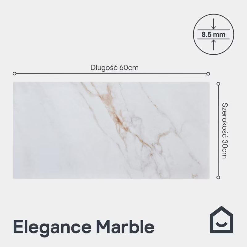 Vægflise Elegance 30x60 cm Hvid Guld Marmorlook 1,08 m²