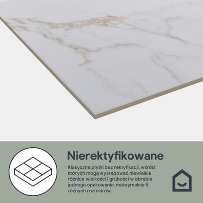 Vægflise Elegance 30x60 cm Hvid Guld Marmorlook 1,08 m²