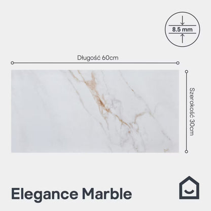 Vægflise Elegance 30x60 cm Hvid Guld Marmorlook 1,08 m²