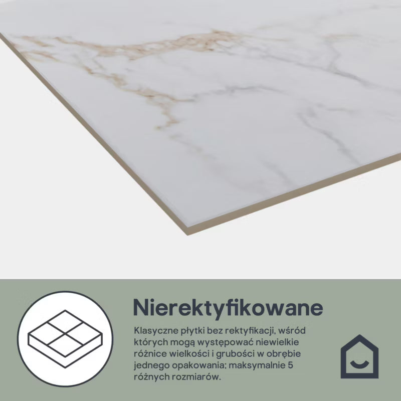 Vægflise Elegance 30x60 cm Hvid Guld Marmorlook 1,08 m²