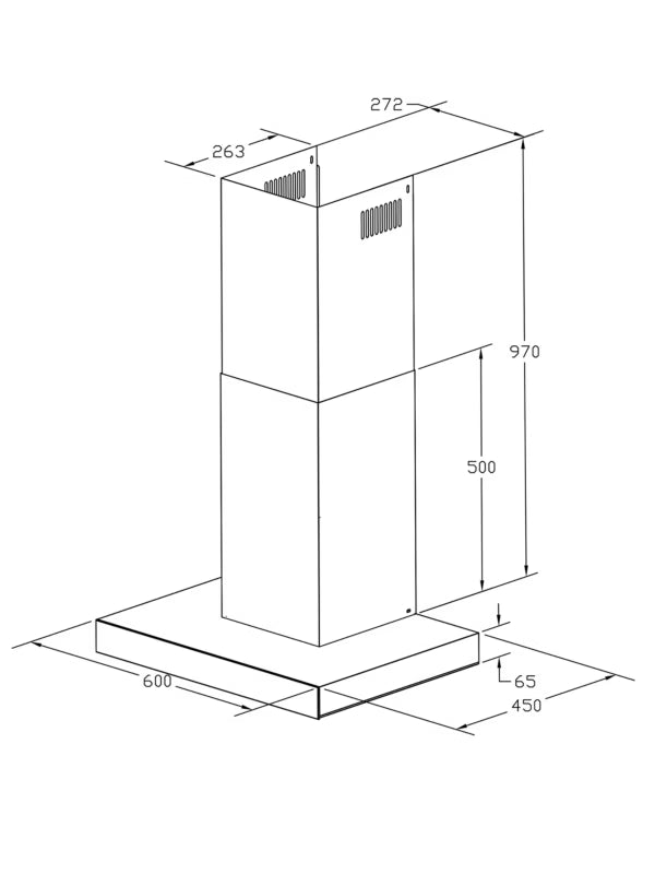 Væghængt Emhætte 60 cm Sort Glas med LED