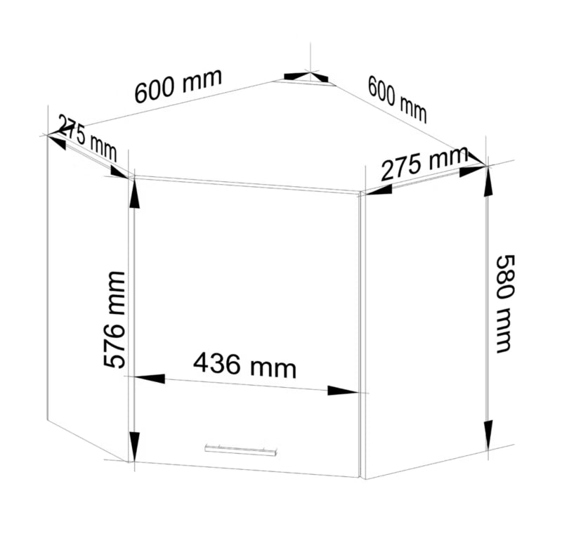 Væghængt Hjørnekøkkenskab 60x30x58 cm Grafit Grå Mat
