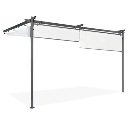 Vægmonteret Pergola 390x270 cm Antracit med Hvide Rullegardiner