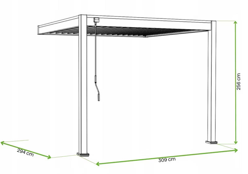 Vægmonteret Pergola 3x3 m Antracit med LED