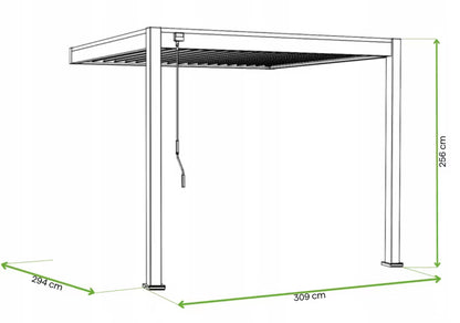 Vægmonteret Pergola 3x3 m Antracit med LED